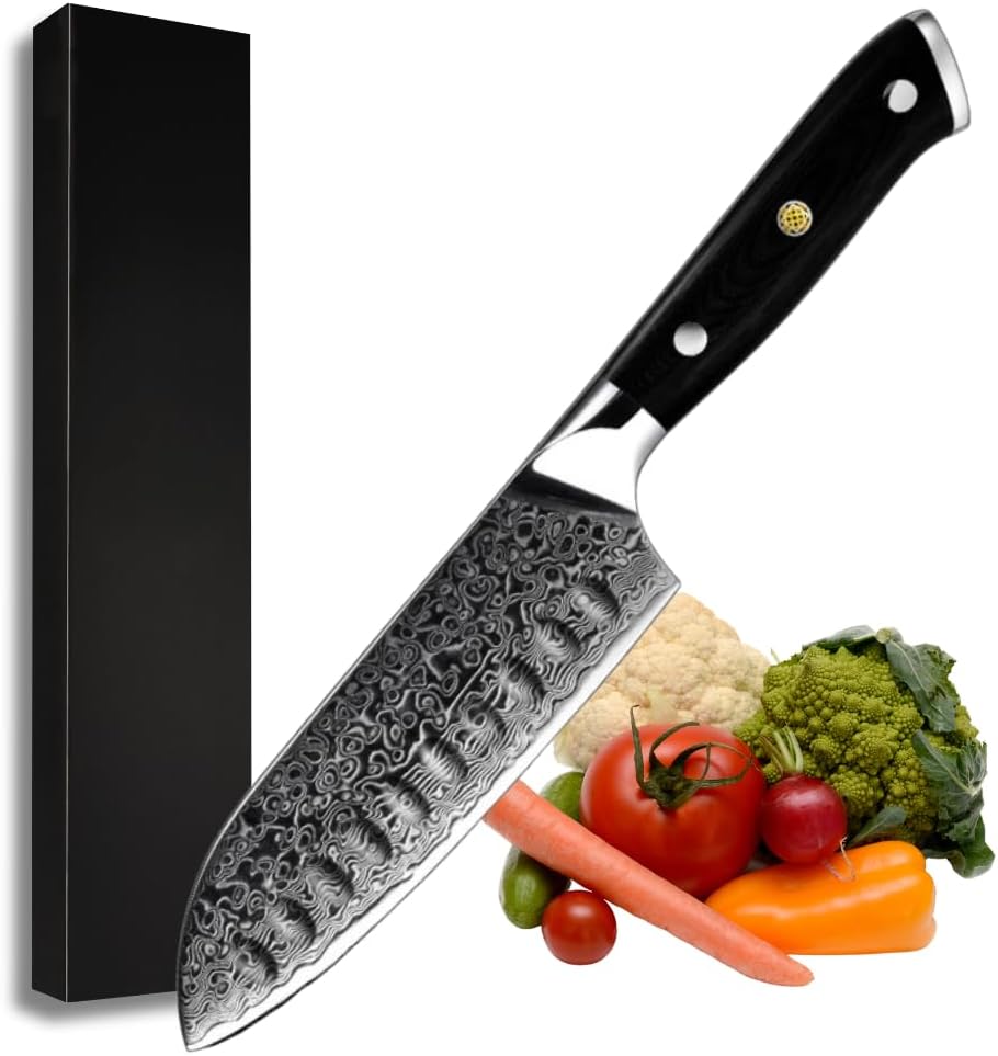 Chef knife - Edge VG10 Damascus Chef knife Santoku Knife with G10 Handle - Shokunin USA