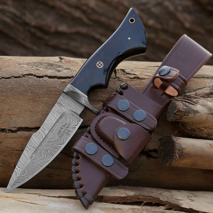 Utility Knife - Infinite Damascus Hunting Knife with Exotic Wenge Wood Handle - Shokunin USA