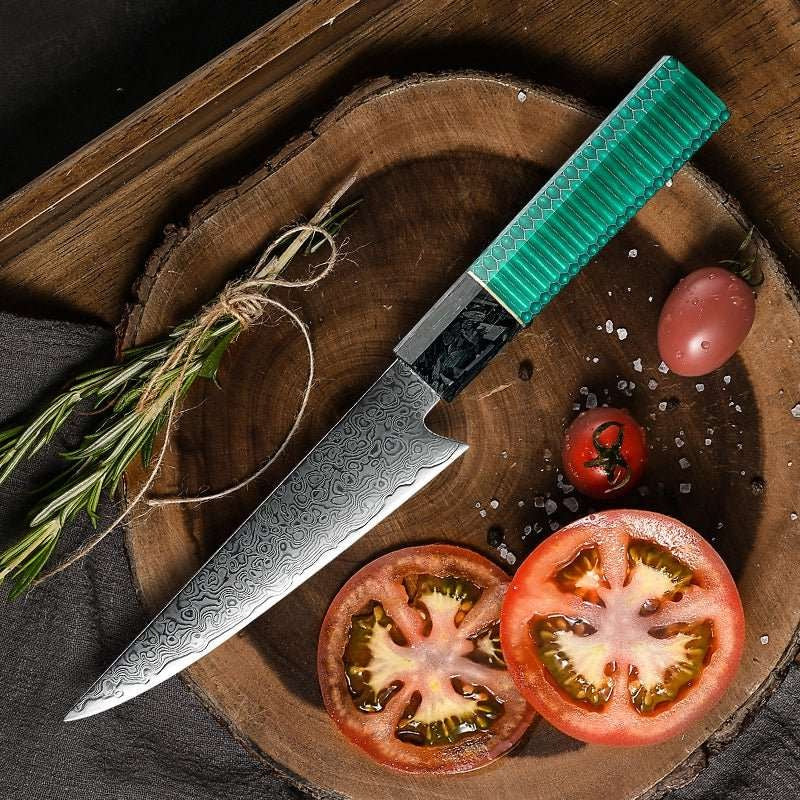 Chef knife - Kerie VG10 Chef Knife Damascus Petty Knife with Carbon Fiber & Aluminum Composite - Shokunin USA