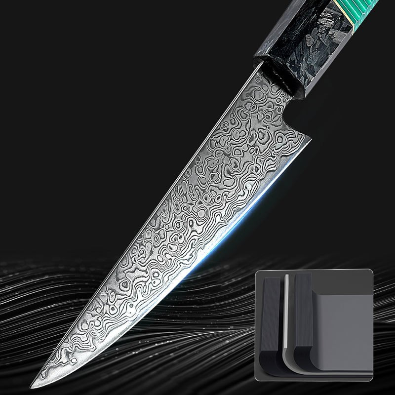 Chef knife - Kerie VG10 Chef Knife Damascus Petty Knife with Carbon Fiber & Aluminum Composite - Shokunin USA