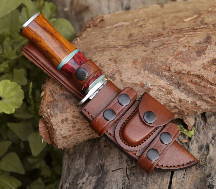 Utility Knife - Mirage Damascus Hunting Knife with Rosewood Handle - Shokunin USA