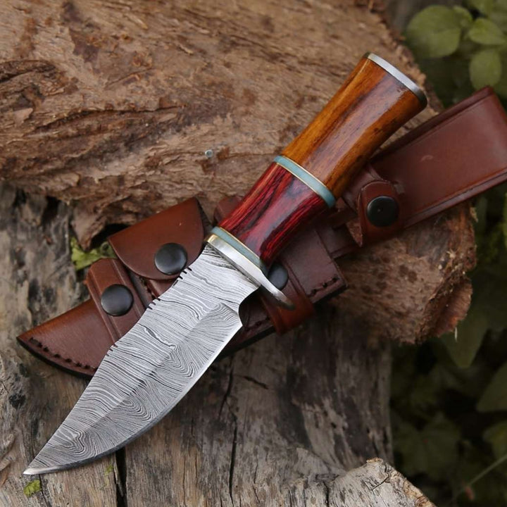 Utility Knife - Mirage Damascus Hunting Knife with Rosewood Handle - Shokunin USA