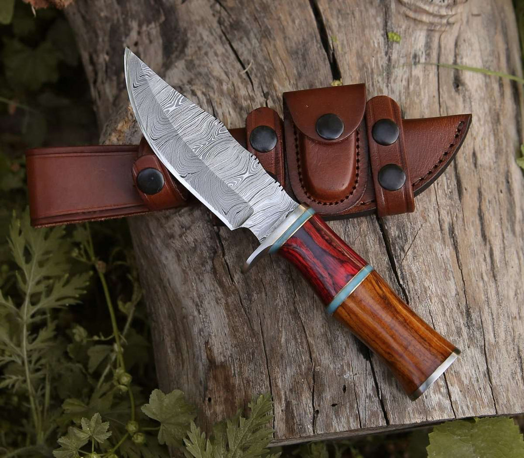 Utility Knife - Mirage Damascus Hunting Knife with Rosewood Handle - Shokunin USA