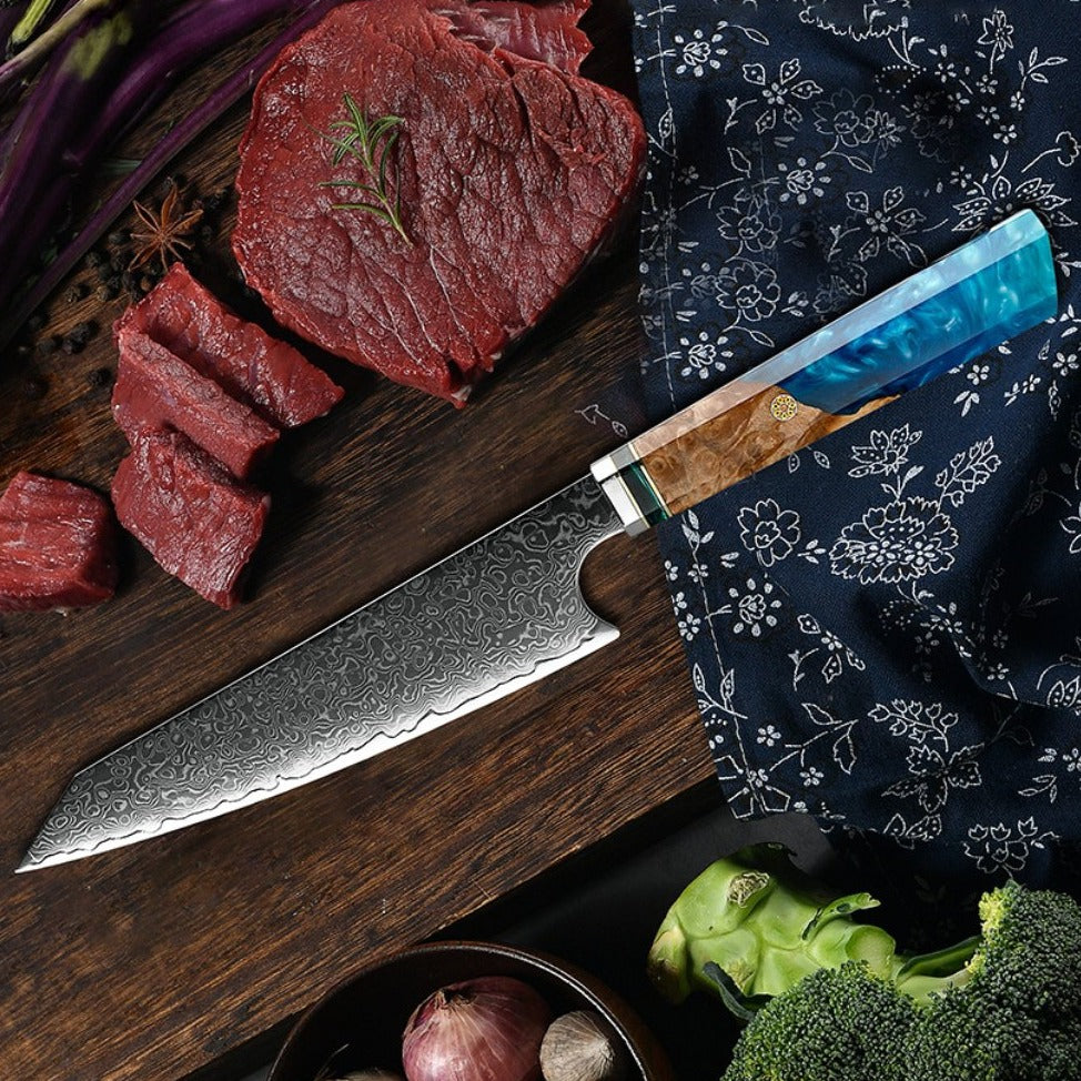 Chef Knife - Nirvana VG10 Damascus Chef's Knife with Exotic Olive Wood Handle - Shokunin USA