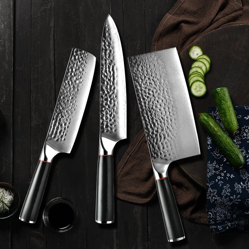 chef knife set - Noir Professional Chef Knife Set with G10 Handle - Shokunin USA