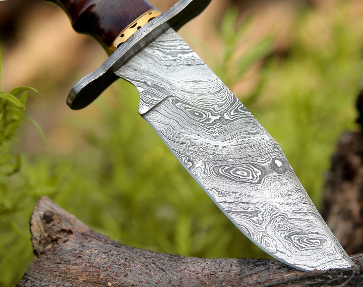 Utility Knife - Paragon Damascus Bowie Knife with Exotic Rosewood Handle - Shokunin USA