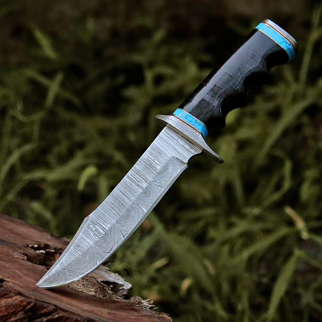 Hunting Knife. - Phantom Hunting & Survival Bowie Knife with Stacked Leather Handle - Shokunin USA