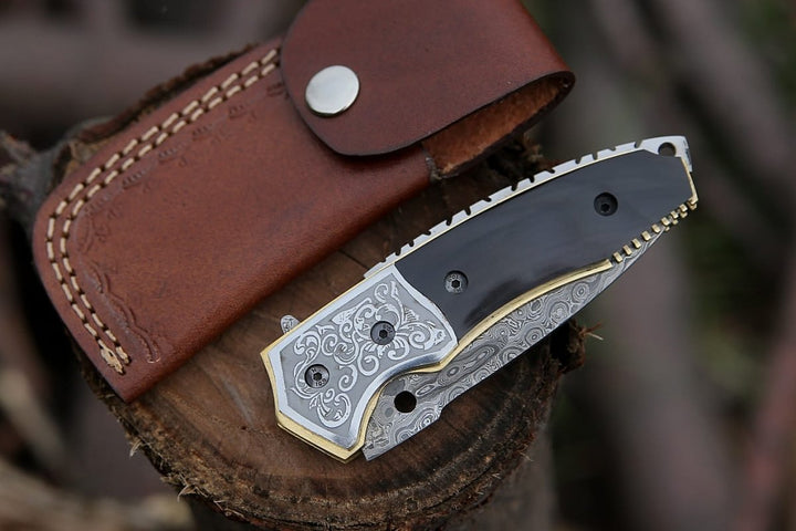 Utility Knife - Photon Pocket Knife with Bull Horn Handle - Shokunin USA