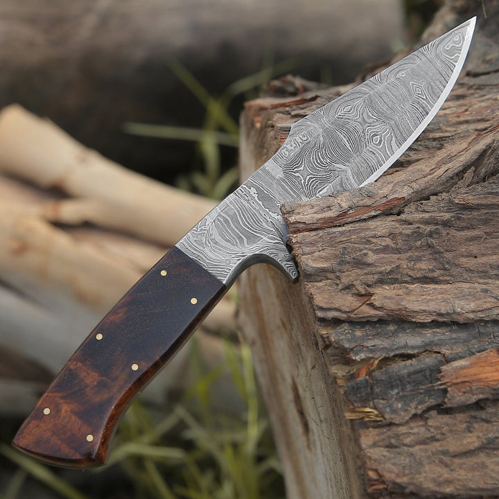 Utility Knife - Radiant Damascus Hunting Knife with Rosewood Handle - Shokunin USA