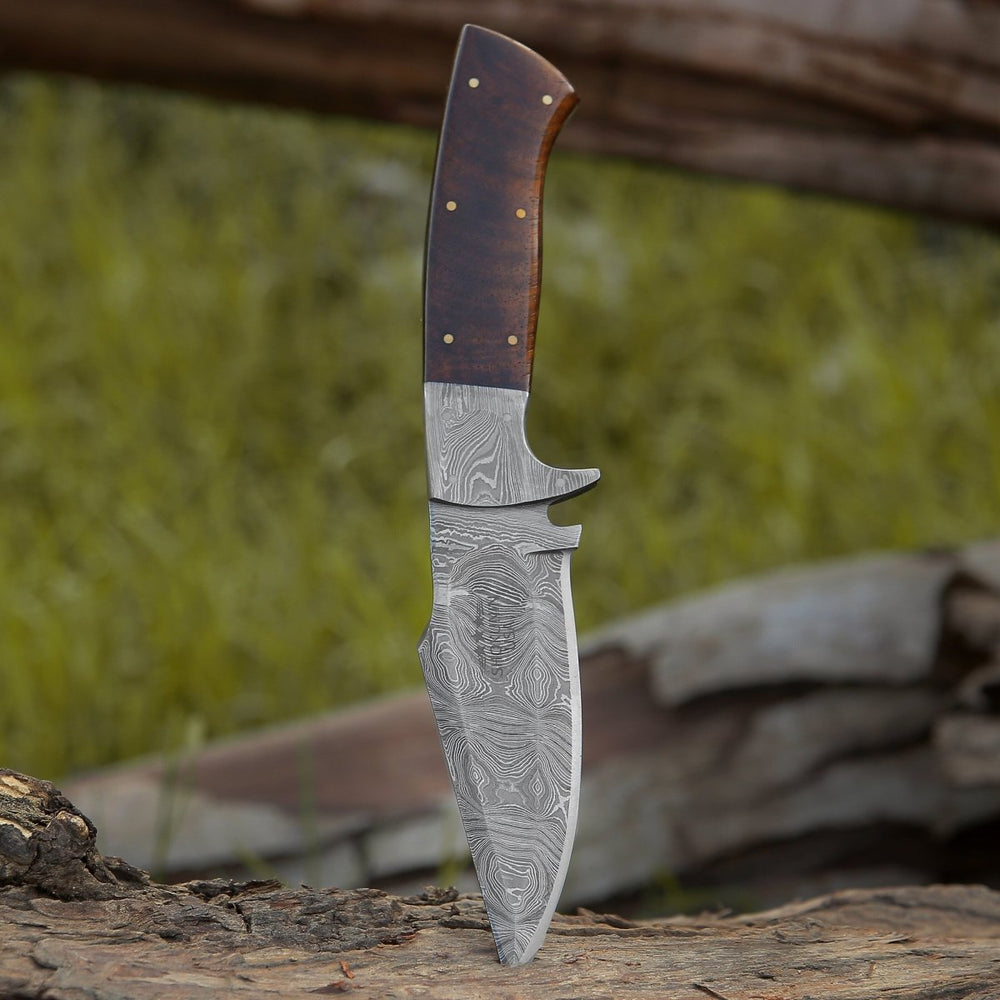 Utility Knife - Radiant Damascus Hunting Knife with Rosewood Handle - Shokunin USA