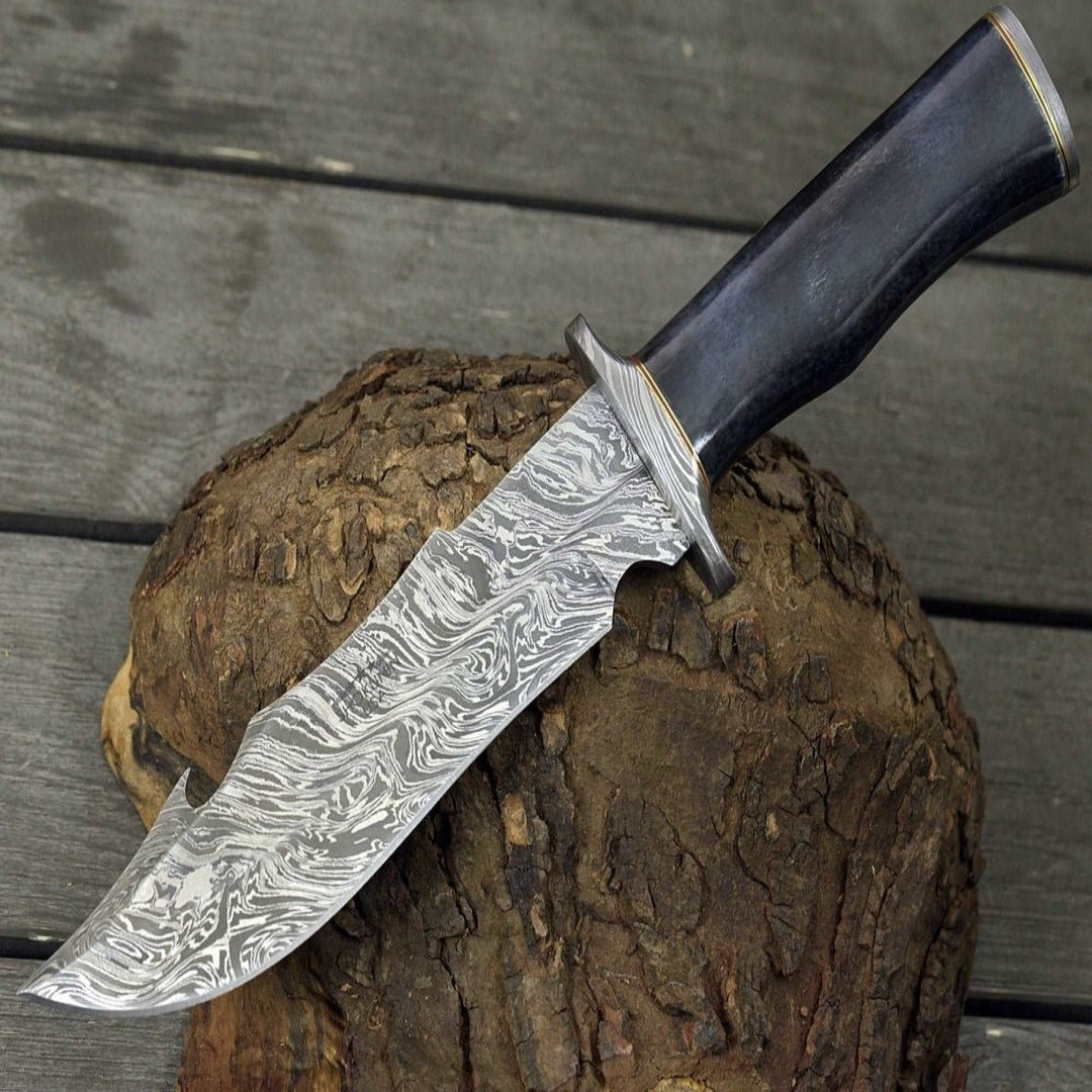 Raptor Damascus Steel Bowie Knife with Bone Handle - Shokunin USA