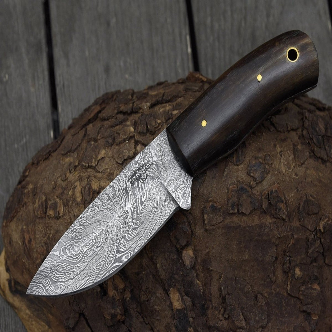 Damascus Knife - Resonance Every Day Carry Knife with Ram Horn Handle - Shokunin USA