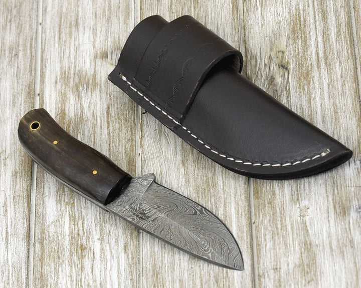 Damascus Knife - Resonance Every Day Carry Knife with Ram Horn Handle - Shokunin USA