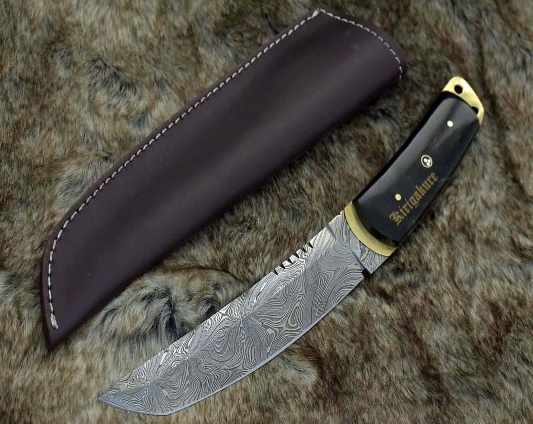 Damascus Knife - Resonance Every Day Carry Knife with Ram Horn Handle - Shokunin USA