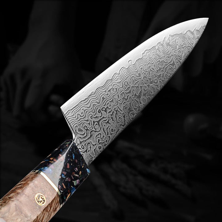 Chef knife - Solace VG10 Damascus Petty Knife with Exotic Olive Wood Handle - Shokunin USA