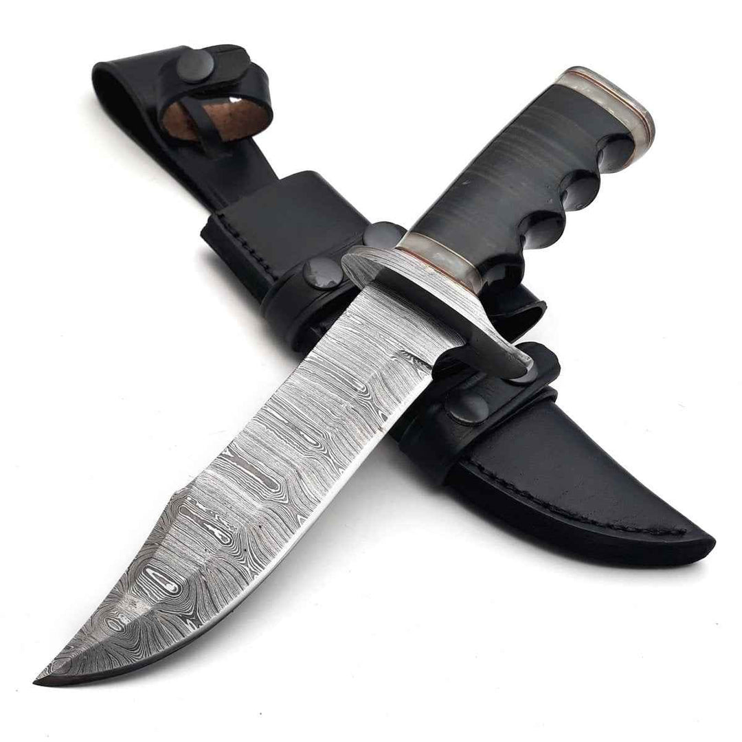Soul Sniper Bowie Knife with Mother of Pearl & Stacked Leather Handle - Shokunin USA