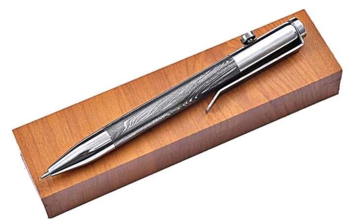 Ballpoint Pen - Stride Damascus Steel Ballpoint Pen - Shokunin USA