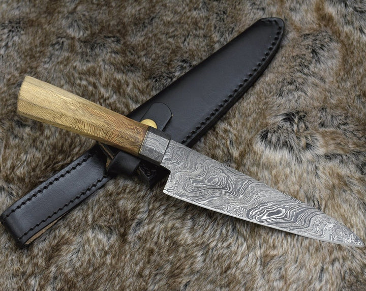 Chef knife - Terra Damascus Chef Knife with Exotic Leopard Wood Handle - Shokunin USA