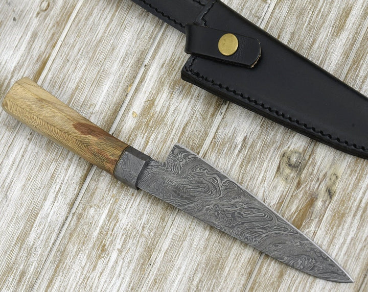 Chef knife - Terra Damascus Chef Knife with Exotic Leopard Wood Handle - Shokunin USA