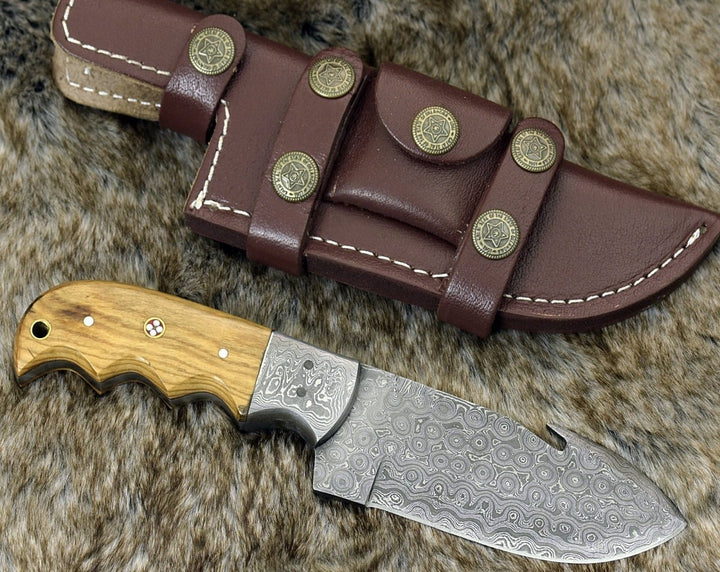 Utility Knife - Tranquility Gut Hook Knife with Olive Wood Handle - Shokunin USA