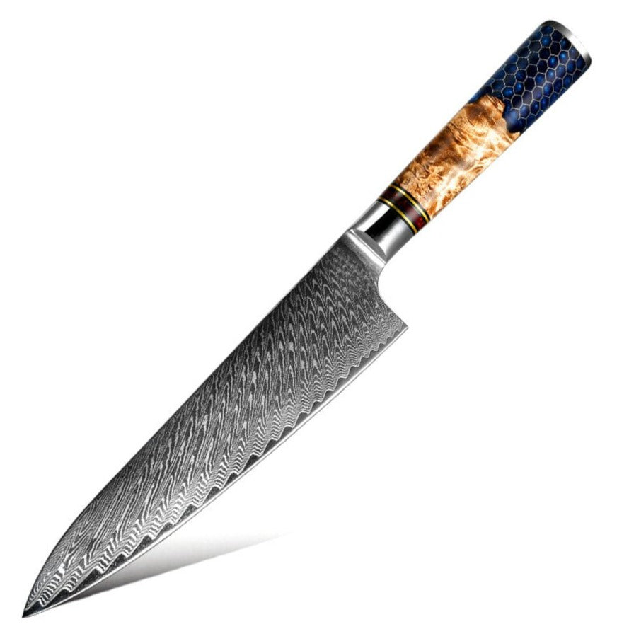 Chef knife - Yamato Chef knife with Exotic Olive Burl Wood & Honeycomb Composite Handle - Shokunin USA