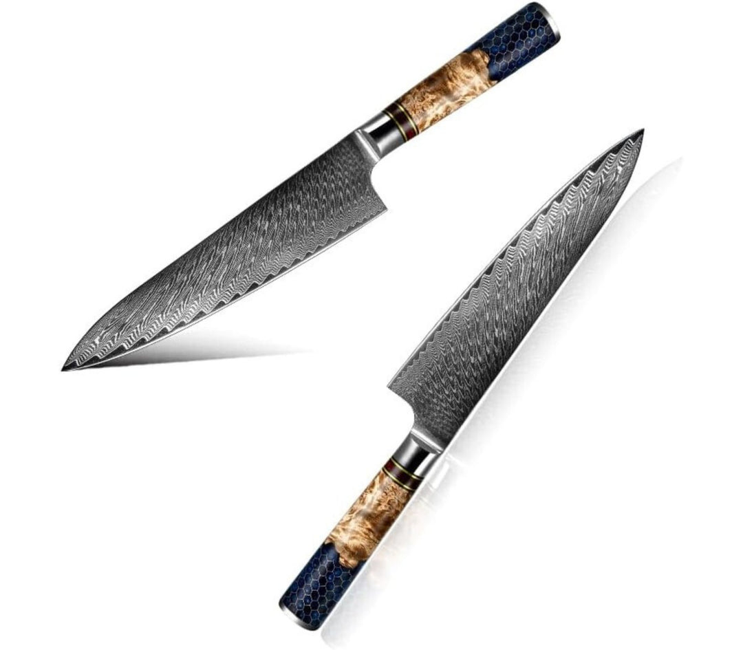 Chef knife - Yamato Chef knife with Exotic Olive Burl Wood & Honeycomb Composite Handle - Shokunin USA