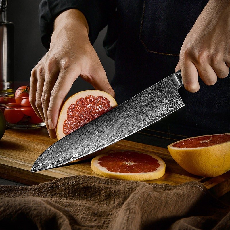 Chef knife - YAMATO VG10 9" Chef's Knife with Olive Burl Wood & Honeycomb Resin Composite Handle - Shokunin USA