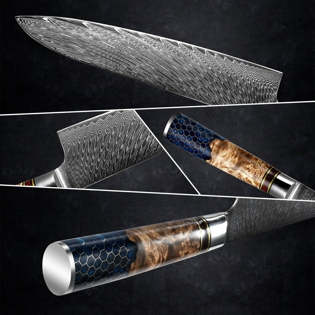 Chef knife - YAMATO VG10 9" Chef's Knife with Olive Burl Wood & Honeycomb Resin Composite Handle - Shokunin USA