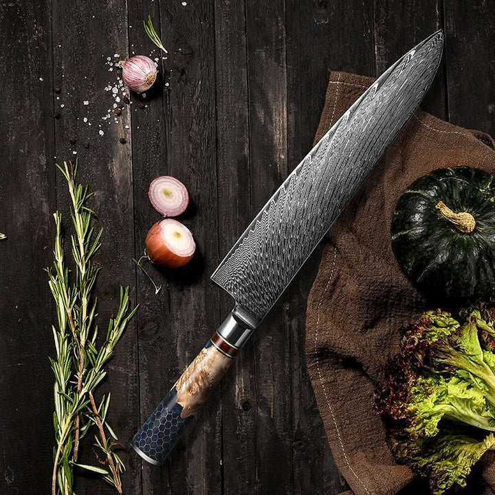 Chef knife - YAMATO VG10 9" Chef's Knife with Olive Burl Wood & Honeycomb Resin Composite Handle - Shokunin USA