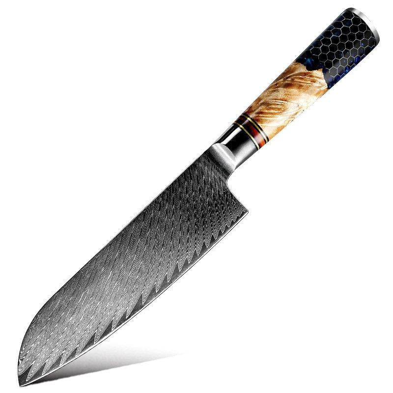 Chef knife - Yamato Damascus Chef Knife with Olive Wood & Resin Handle - Shokunin USA