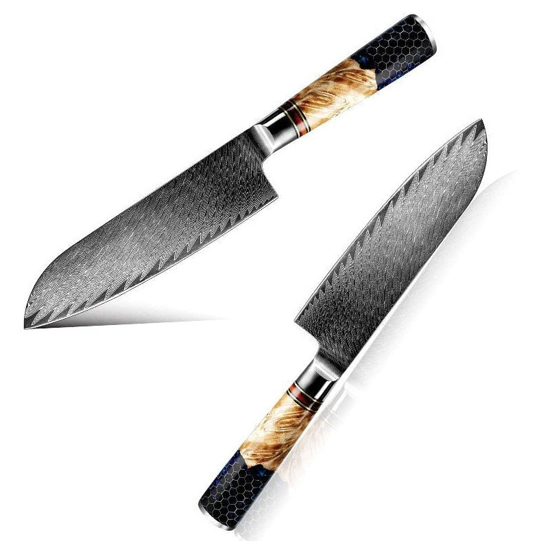 Chef knife - Yamato Damascus Chef Knife with Olive Wood & Resin Handle - Shokunin USA