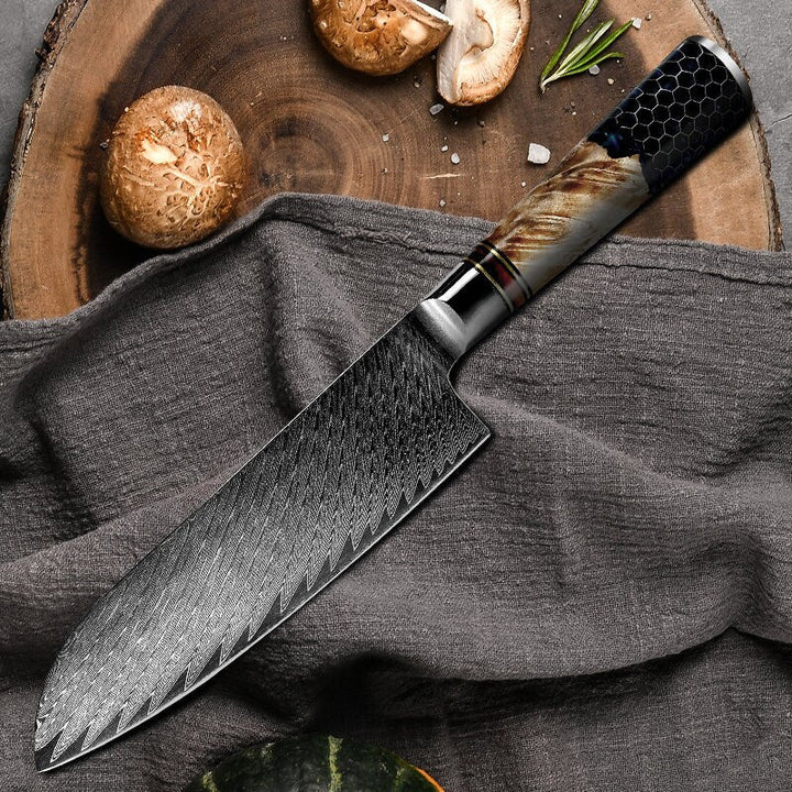 Chef knife - Yamato Damascus Chef Knife with Olive Wood & Resin Handle - Shokunin USA